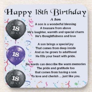 Dessous-de-verre Anniversaire de poème de fils 18ème