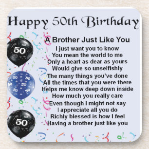 Dessous-de-verre Anniversaire de poème de frère cinquantième