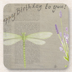 Dessous-de-verre anniversaire heureux de libellule