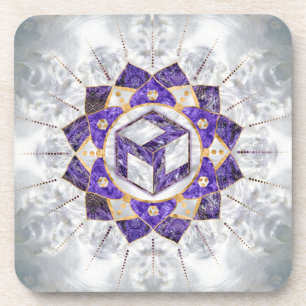 Dessous-de-verre Antahkarana à Lotus Mandala- Amethyst et Pearl