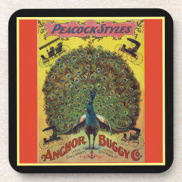 Dessous-de-verre Antique paon buggy société publicité rouge