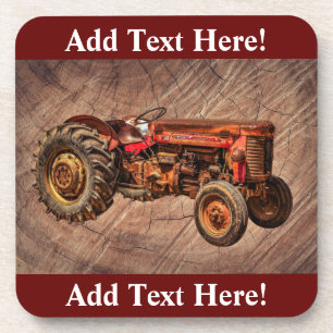 Dessous-de-verre Antique Red Tractor Beverage Coaster