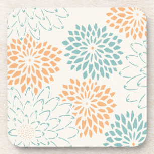 Dessous-de-verre Aqua Blue Peach White Floral