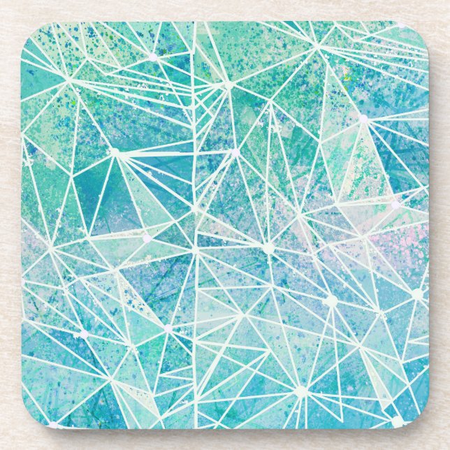 Dessous-de-verre aquamarine avec espace géométrique blanc (Devant)