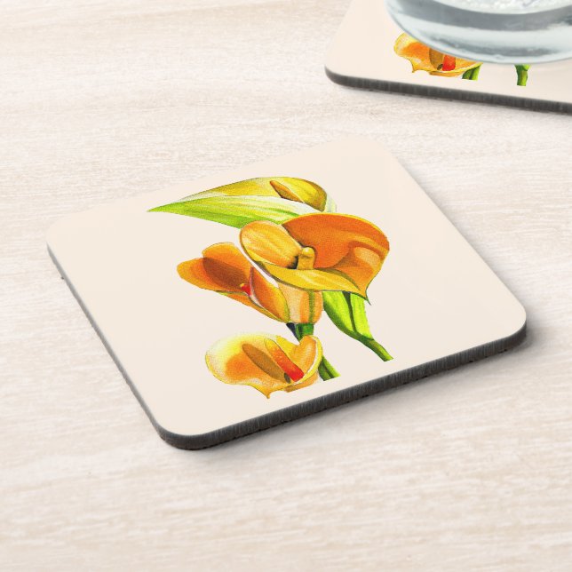 Dessous-de-verre Aquarelle à fleurs de calla (Côté gauche)