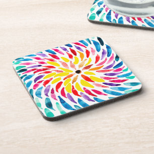 Dessous-de-verre Aquarelle arc-en-ciel spirale abstraite