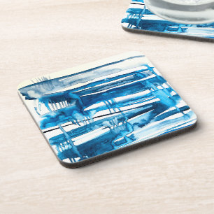 Dessous-de-verre Aquarelle bleu art abstrait