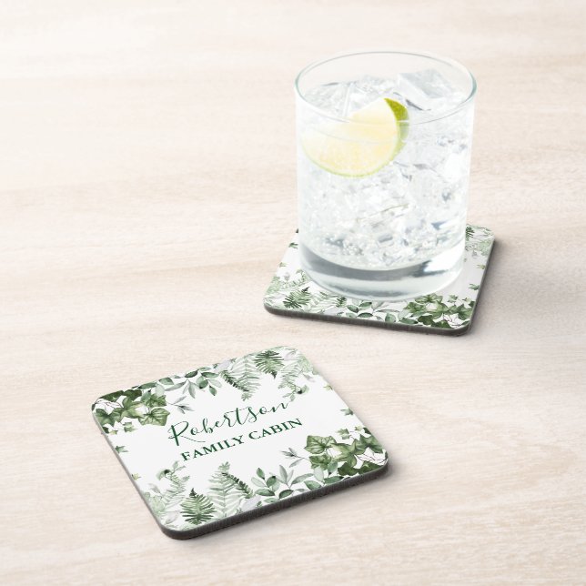 Dessous-de-verre Aquarelle Botanique Ivy Ferns Sage Famille Cabine (Côté Droit)