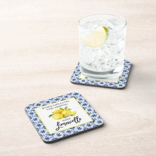 Dessous-de-verre Aquarelle Citrons Limoncello Carrelage bleu