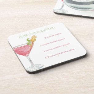 Dessous-de-verre Aquarelle Cocktail cosmopolite Recette