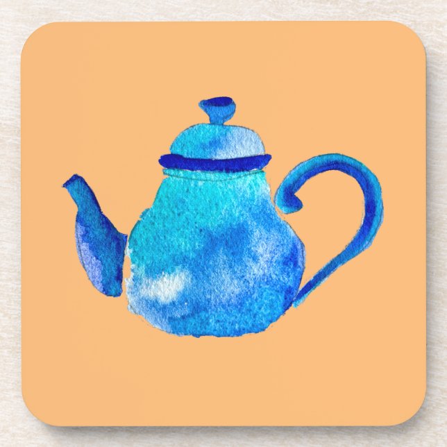 Dessous-de-verre Aquarelle couleur bleu teapot (Devant)