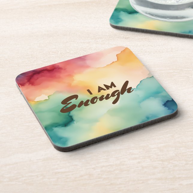 Dessous-de-verre Aquarelle d'affirmation positive (Côté gauche)