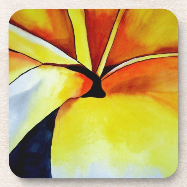 Dessous-de-verre Aquarelle de fleur frangipani tropicale art abstra (Devant)
