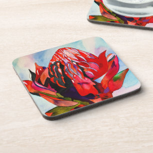 Dessous-de-verre Aquarelle de fleurs indigènes de Waratah