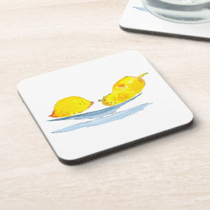 Dessous-de-verre Aquarelle de fruit jaune citron