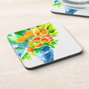 Dessous-de-verre Aquarelle de fruits d'art kumquat orange