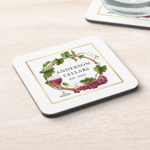 Dessous-de-verre Aquarelle de raisin Vins Wreath Cave Or