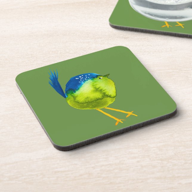 Dessous-de-verre Aquarelle d'oiseau vert mou (Côté gauche)