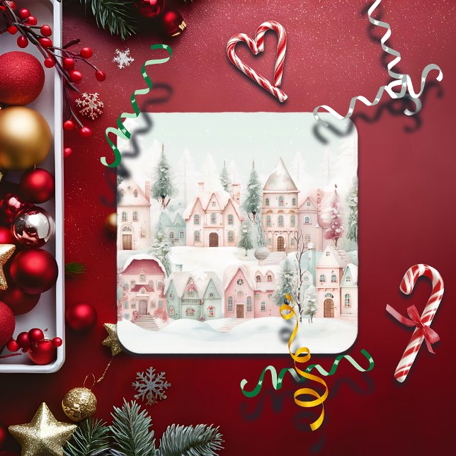 Dessous-de-verre Aquarelle douce à la menthe et rose (Créateur téléchargé)