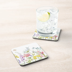 Dessous-de-verre Aquarelle Fleur sauvage prairie florale d'été