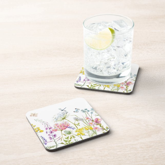 Dessous-de-verre Aquarelle Fleur sauvage prairie florale d'été (Côté Droit)