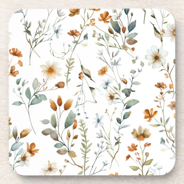 Dessous-de-verre Aquarelle fleur sauvage style Boho (Devant)