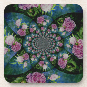 Dessous-de-verre Aquarelle florale de pivoine rose blanc