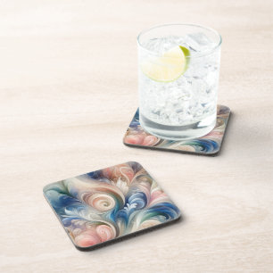 Dessous-de-verre Aquarelle Imaginaire Floral Pastel Bleu & Crème