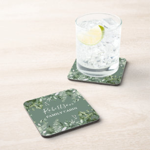 Dessous-de-verre Aquarelle Ivy Ferns Sage Green Family Cabine