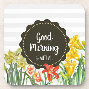 Dessous-de-verre Aquarelle Jaune Orange Fleurs de printemps Design