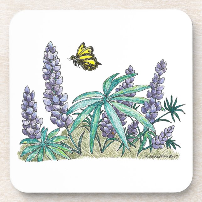 Dessous-de-verre Aquarelle Lupine de l'Alaska (Devant)