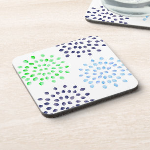Dessous-de-verre Aquarelle Marine Vert Fleur bleu clair