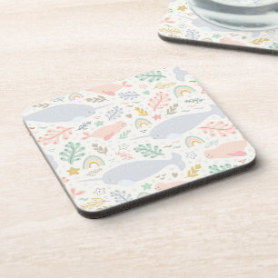 Dessous-de-verre Aquarelle Narwhal et Motif de phoque