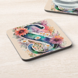 Dessous-de-verre Aquarelle pastel et bijoux Fleurs d'aquarelle Mono