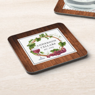 Dessous-de-verre Aquarelle Raisin Vins Nom de la cave