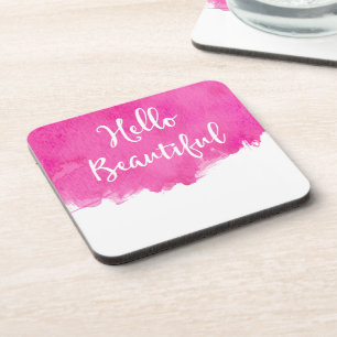Dessous-de-verre Aquarelle rose chaud Paint Splatter Hello Beautity