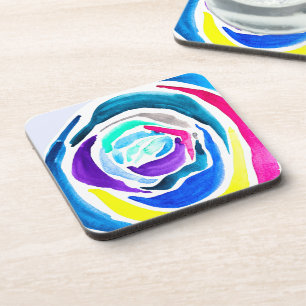Dessous-de-verre Aquarelle rose pop art bleu