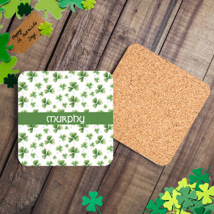 Dessous-de-verre Aquarelle Shamrock St. Patrick's Day personnalisab