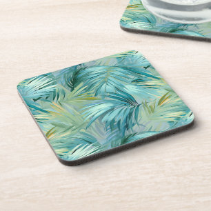 Dessous-de-verre Aquarelle Tropical Blue Palm Leaf
