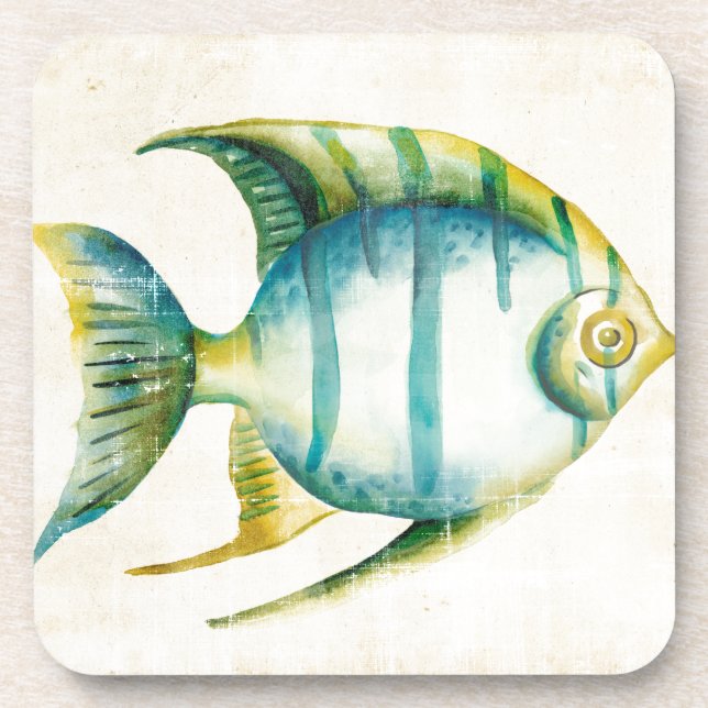 Dessous-de-verre Aquarium bleu et jaune Poisson (Devant)