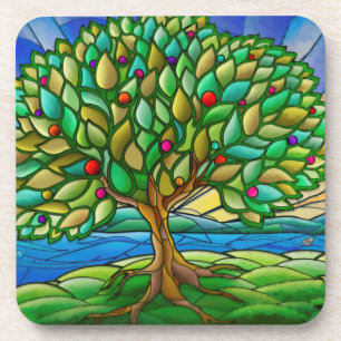 Dessous-de-verre Arbre coloré de la vie Plastique décoratif dur