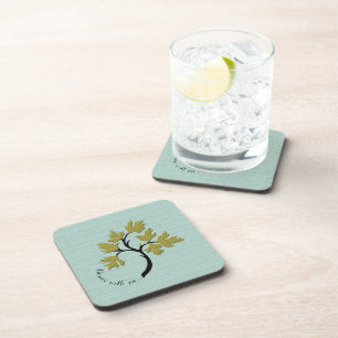 Dessous-de-verre Arbre dansant personnalisé Jeu vert d'olive de 6