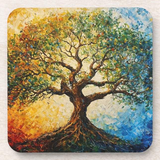 Dessous-de-verre Arbre de connaissances - Peinture à l'huile (Devant)