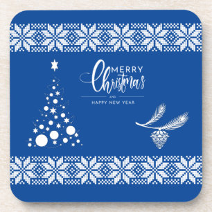 Dessous-de-verre Arbre de Noël. Couleur bleue Ecouteur