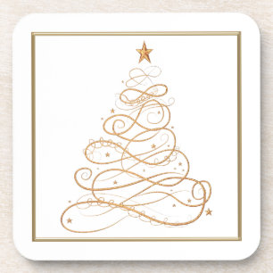 Dessous-de-verre Arbre de Noël en filigrane métallique d'or