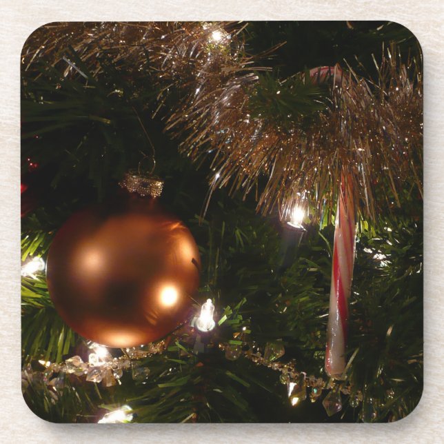 Dessous-de-verre Arbre de Noël II Vacances Rouge et Or (Devant)