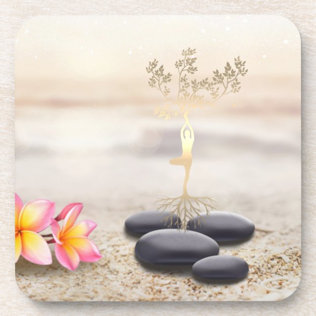 Dessous-de-verre Arbre femmes Silhouette Zen Stones (Devant)