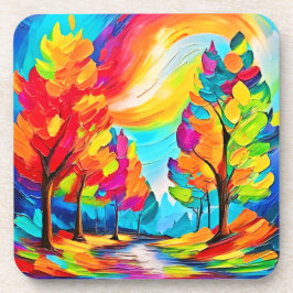 Dessous-de-verre Arbres arc-en-ciel : Forêt vive
