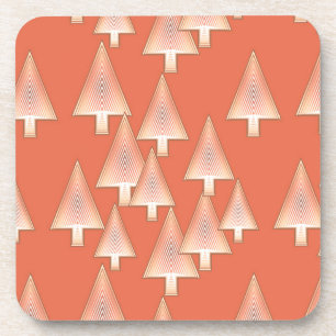 Dessous-de-verre Arbres de Noël métalliques modernes - cuivre et ro