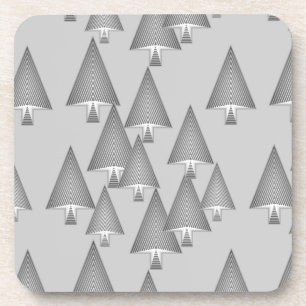 Dessous-de-verre Arbres de Noël métalliques modernes - gris argenté